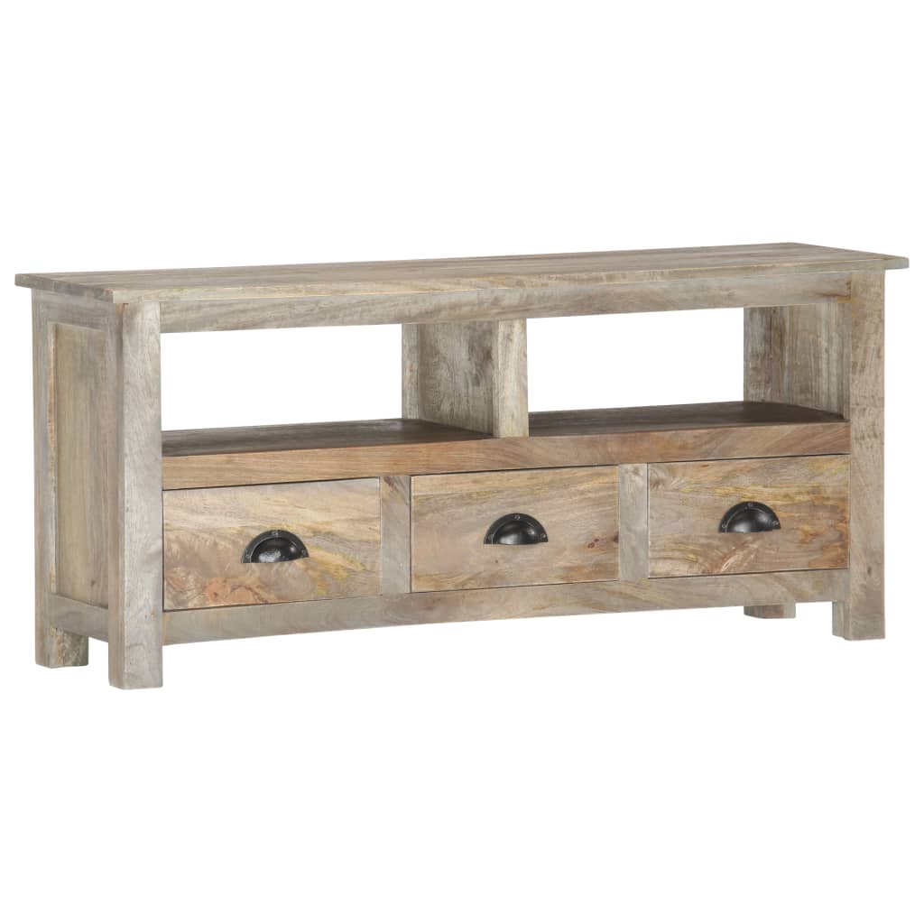 Comoda TV vidaXL, Lemn masiv de mango, 110 x 30 x 50 cm, Gri